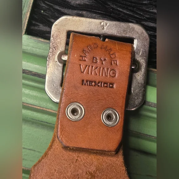 Vntg Viking Hand Tooled Leather Ammo Belt w/ North & Judd Hardware Vntg Viking Hand Tooled Leather Ammo Belt w/ North & Judd  main image 4